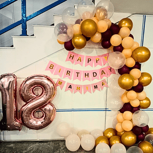 18th Birthday Rose Gold Balloon Arch Decoration Kit