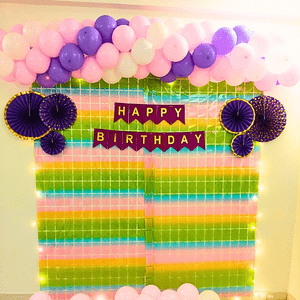 Pastel Rainbow Birthday Backdrop Decoration Set