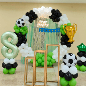 Football Champion Birthday Party Decoration Set – Green & Black Soccer Theme Balloon Arch Kit