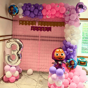 Masha & The Bear 3rd Birthday Balloon Backdrop Decoration Set