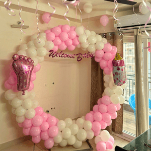 Welcome Baby Girl Balloon Ring Decoration Set