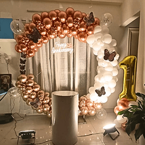 Luxury Rose Gold Butterfly Anniversary Balloon Ring Decoration Set