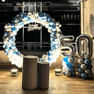 Golden Jubilee Blue & Silver Balloon Ring Decoration Set