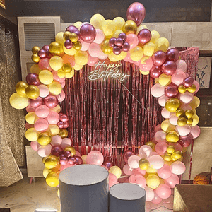 Rose Gold & Blush Pink Balloon Ring Birthday Decoration Set