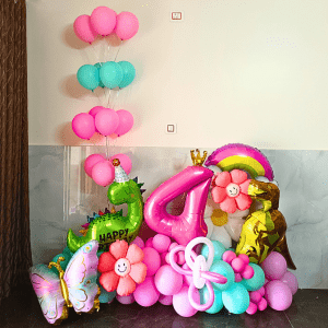 Cute Dragon Princess Birthday Balloon Setup