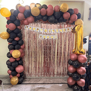 Rose Gold & Black 1st Birthday Decoration Kit