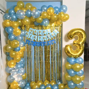 Blue & Gold 3rd Birthday Decoration Kit