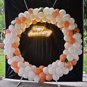 Peach White Anniversary Ring Decor