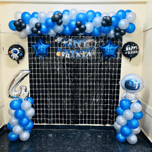 Blue Silver Shimmer Birthday Decoration