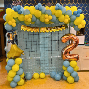 Princess Theme Yellow Blue Birthday Decoration