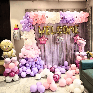 Pastel Baby Welcome Balloon Decoration Setup