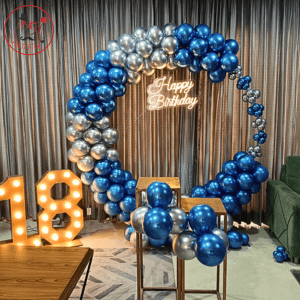 Luxury Blue Silver Ring Birthday Setup