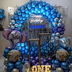 Royal Blue Elephant 1st Birthday Decoration Kit