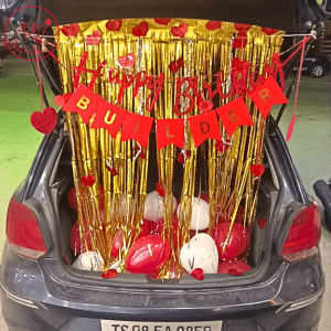 Romantic Red Gold Car Boot Birthday Decoration