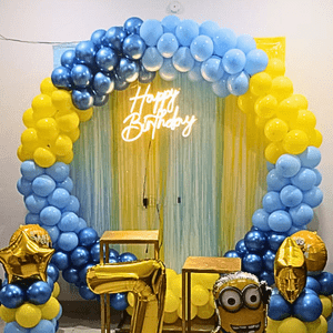 Minions Theme 7th Birthday Balloon Decoration Setup