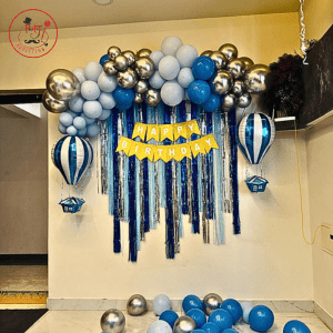 Royal Blue Silver Birthday Decoration