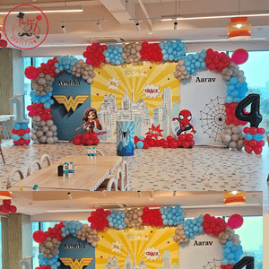 Superhero Theme Birthday Backdrop Decoration