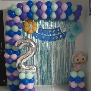 2nd Birthday Blue & Purple Balloon Backdrop Decoration Kit