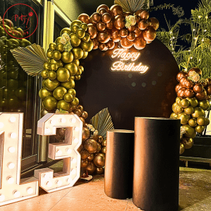 Luxury Black & Gold Milestone Birthday Backdrop Decoration