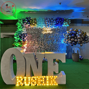 Galaxy Glow Personalized First Birthday Backdrop Decoration