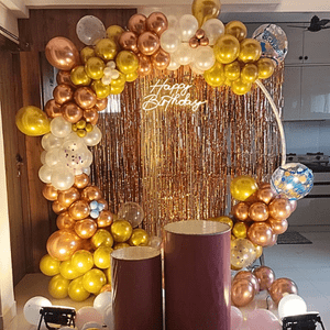 Rose Gold & Gold Ring Birthday Decoration Setup
