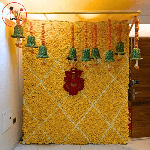 Royal Marigold Floral Welcome Backdrop Decoration