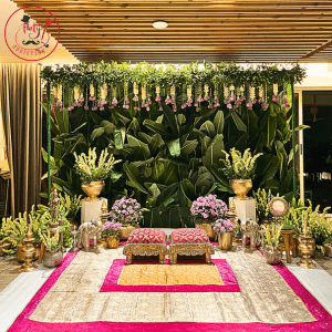 Royal Greenery Engagement Stage Backdrop Decoration