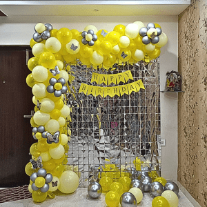 Golden Silver Mirror Birthday Backdrop