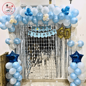 Sky Blue Silver Birthday Decoration