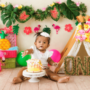 Tropical Flamingo Baby Birthday Photoshoot Backdrop Set