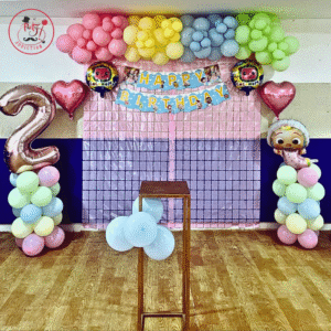 Pastel Rainbow Birthday Backdrop Decoration
