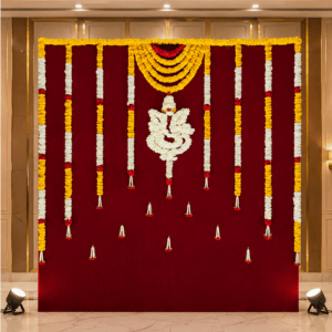 Royal Crimson Ganesha Floral Backdrop