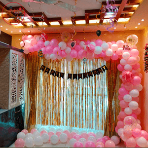 Pink & Gold Birthday Balloon Backdrop Decoration Setup