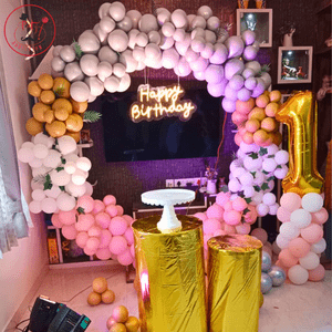 Luxury Pastel Rainbow 1st Birthday Decoration Setup