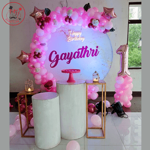 Luxury Pink Princess 1st Birthday Decoration Setup