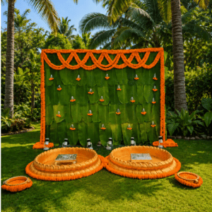 Tropical Haldi Poolside Floral Setup