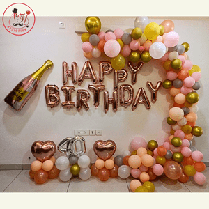 Rose Gold 40th Birthday Balloon Decoration Setup