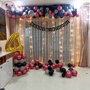 Princess Theme 4th Birthday Balloon Decoration Setup