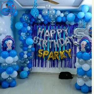 Frozen Theme 5th Birthday Balloon Decoration Setup