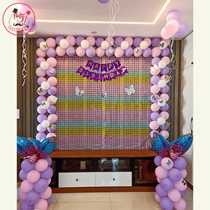 Butterfly Theme Birthday Balloon Backdrop Decoration Setup
