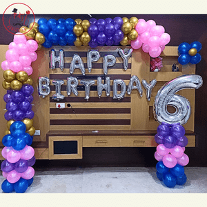 Luxury 6th Birthday Balloon Arch Decoration Setup