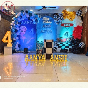 Frozen & Cars Theme Twin Birthday Decoration Setup