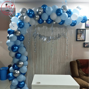 Blue & Silver Birthday Balloon Backdrop Decoration Kit