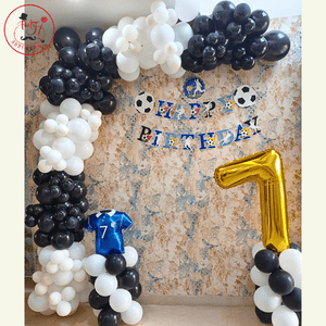 Football Theme 7th Birthday Balloon Decoration Setup