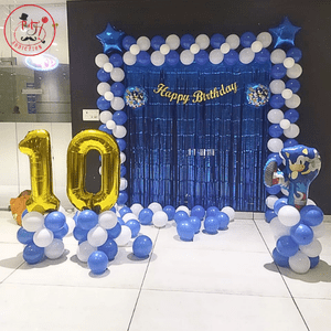 10th Birthday Blue Balloon Backdrop Decoration Kit