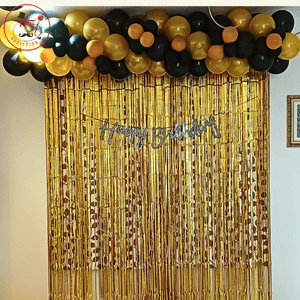 Black & Gold Birthday Balloon Backdrop Decoration Kit