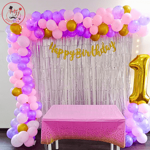 1st Birthday Pink & Lavender Balloon Backdrop Decoration Kit