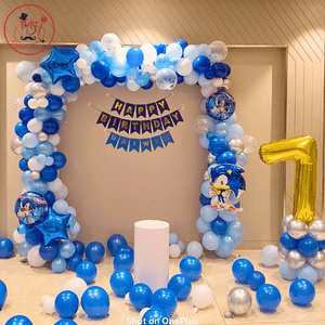 Sonic Theme 7th Birthday Balloon Decoration Setup