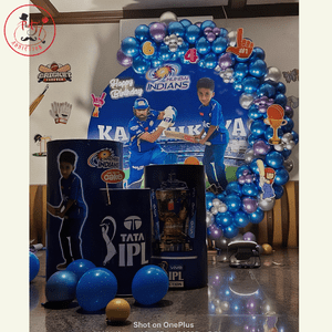 Mumbai Indians IPL Theme Birthday Decoration Setup