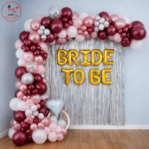 Burgundy & Blush Bride To Be Balloon Decoration Setup